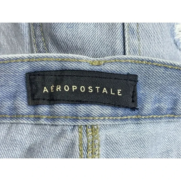 Aeropostale High-Rise Cheeky Shorts Shorty Denim Sz 2 Light Blue Distressed Y2K - Picture 5 of 7